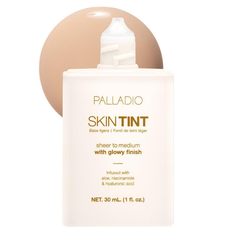 Palladio Skin Tint with Aloe, Niacinamide and Hyaluronic Acid, Sheer to Medium Coverage, Glowy Finish, Brightening and Blurring Lightweight Foundation Makeup