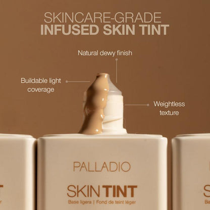 Palladio Skin Tint with Aloe, Niacinamide and Hyaluronic Acid, Sheer to Medium Coverage, Glowy Finish, Brightening and Blurring Lightweight Foundation Makeup